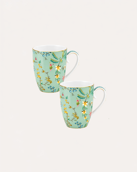 Kit - Mugs Large - Jolie Flowers Blue - Pip Studio 2 Peças em Porcelana