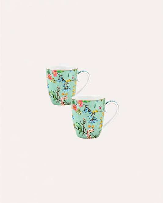 Kit  2 Canecas Pequenas Flowers Azul - Jolie - Pip Studio em Porcelana