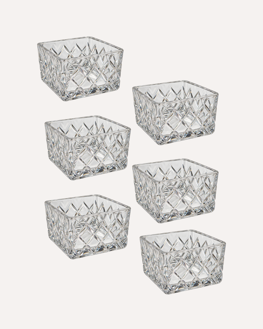 Kit 6 Petisqueiras de Cristal Componivel Geometrico 9cm