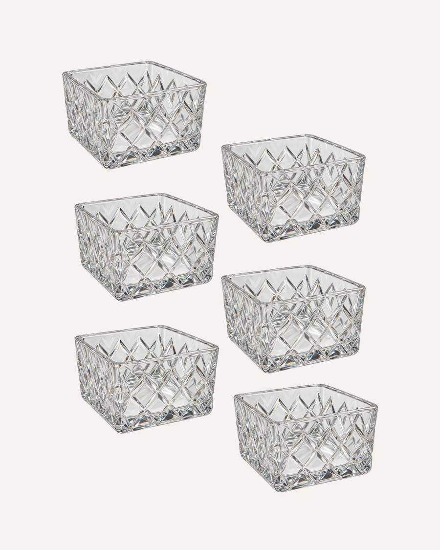 Kit 6 Petisqueiras de Cristal Componivel Geometrico 9cm