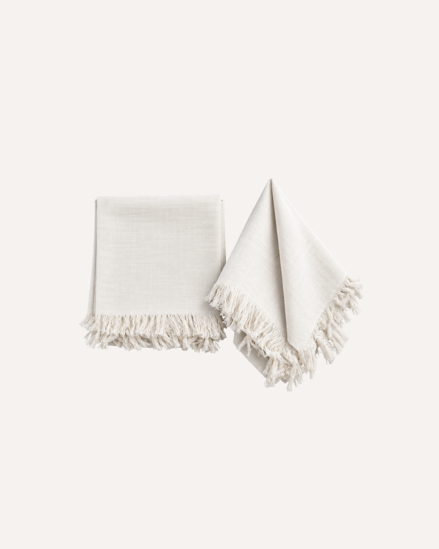 Kit de 2 Guardanapos Franja Coloratta Branco em Algodão