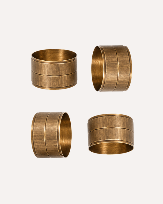Kit 4 Argolas para Guardanapos Complement Texture em Metal Dourado