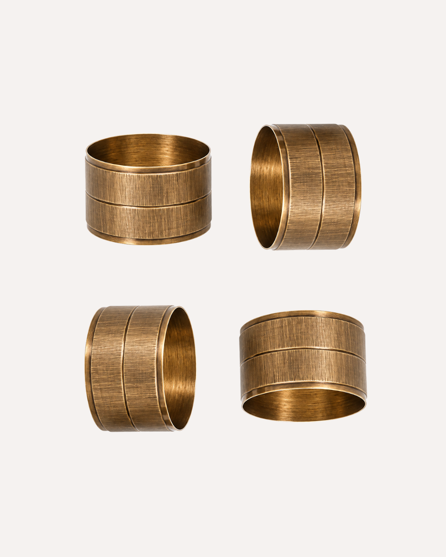 Kit 4 Argolas para Guardanapos Complement Texture em Metal Dourado