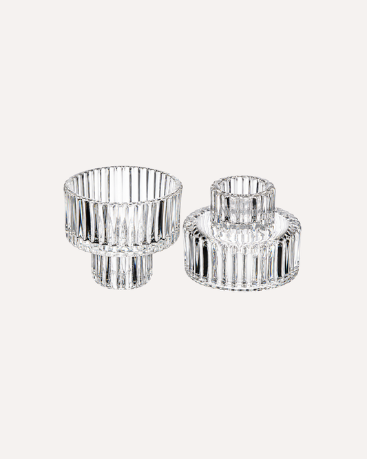 Kit de 2 Porta Velas Castiçal  Lines em Cristal