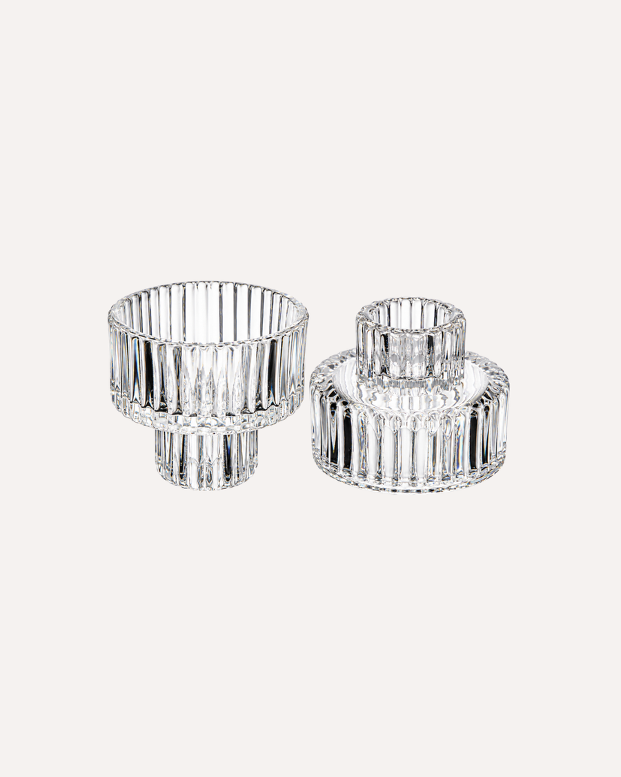Kit de 2 Porta Velas Castiçal  Lines em Cristal