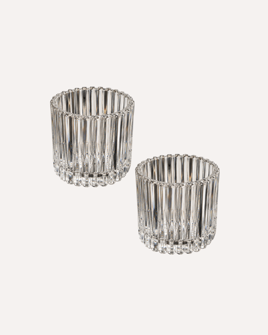Kit de 2 Porta Velas Castiçal  Lines em Cristal