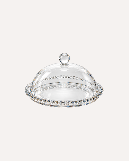 Queijeira Pearl em Cristal com Detalhes em Pérolas