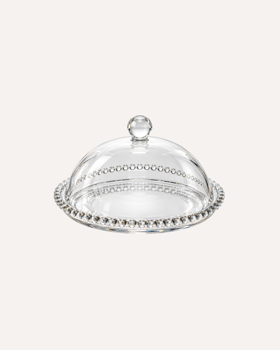 Queijeira Pearl em Cristal com Detalhes em Pérolas