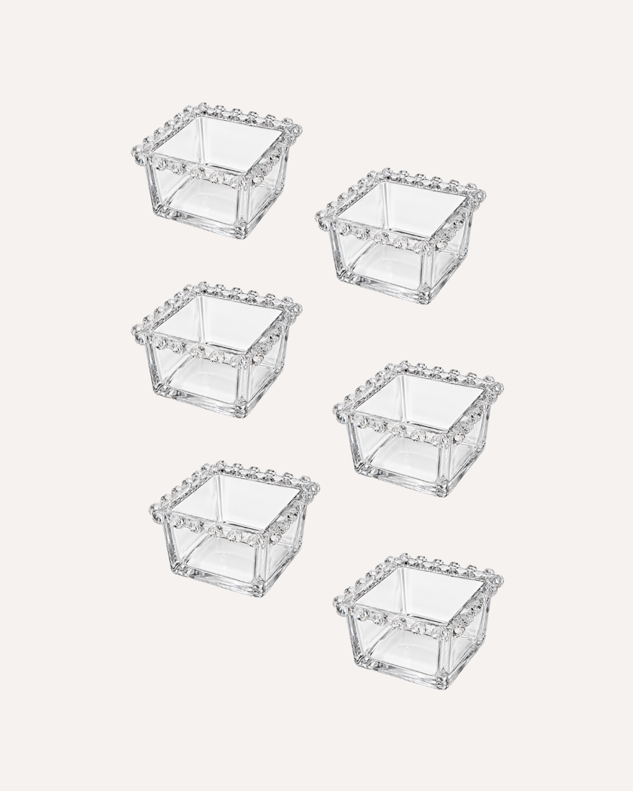 Kit 6 Petisqueiras Componível de Cristal Coração 8,5 cm