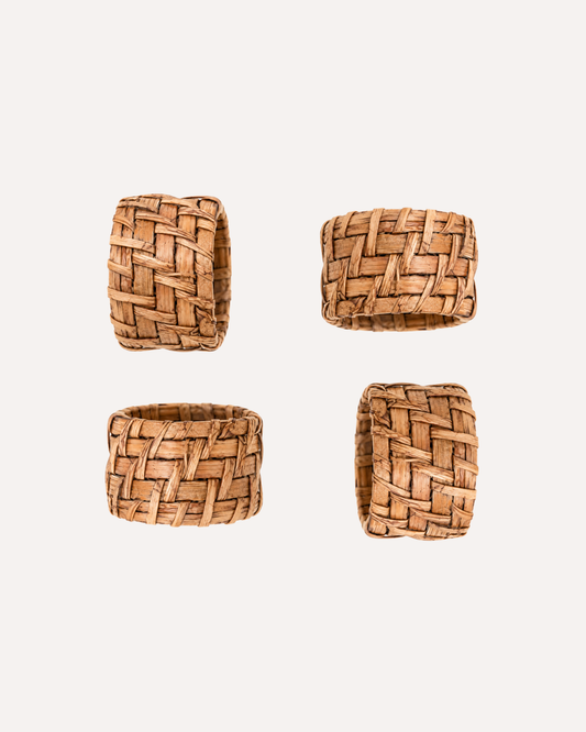 Kit 4 Argola de Guardanapo  Casual em Rattan