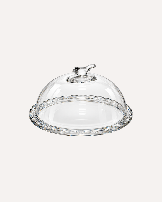 Queijeira Bird em Cristal com Tampa Decorativa de Pássaro