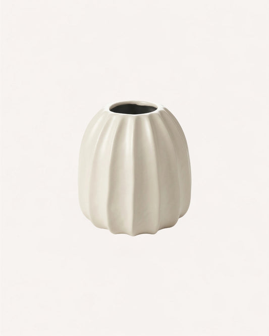 Vaso Pilar Baixo - Branco em Cerâmica