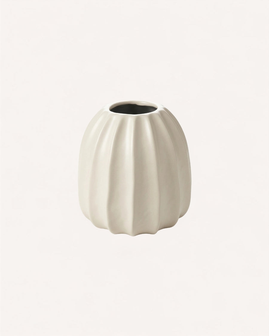 Vaso Pilar Baixo - Branco em Cerâmica