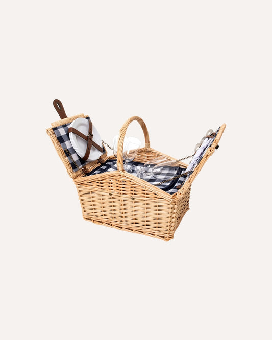 Cesta de Piquenique - Madely - Xadrez Marinho em Rattan