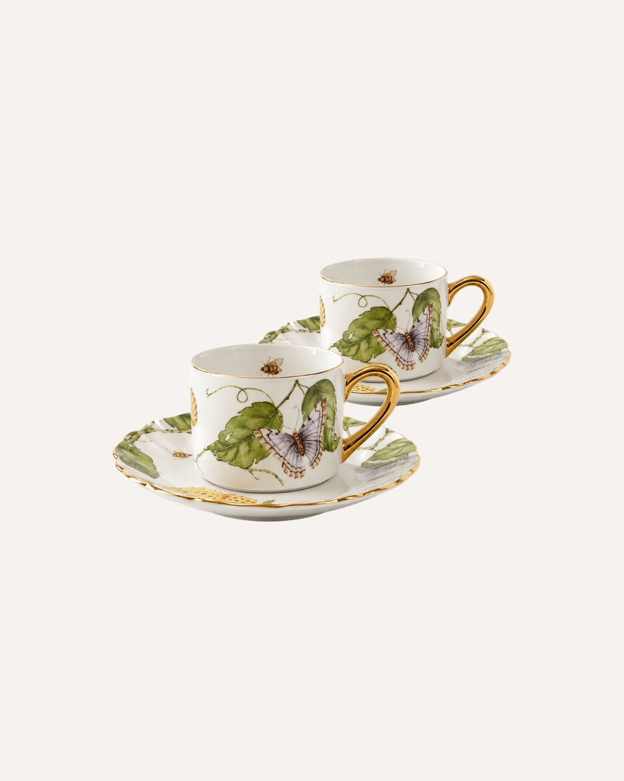 Kit de 2 Xícaras de Café Botanique em Faiança