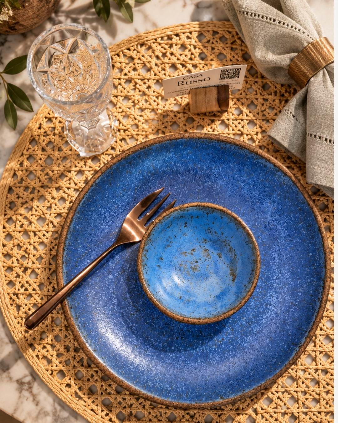 Kit 2 Mini Bowls Artesanais para Molhos – Azul Fosco em Cerâmica
