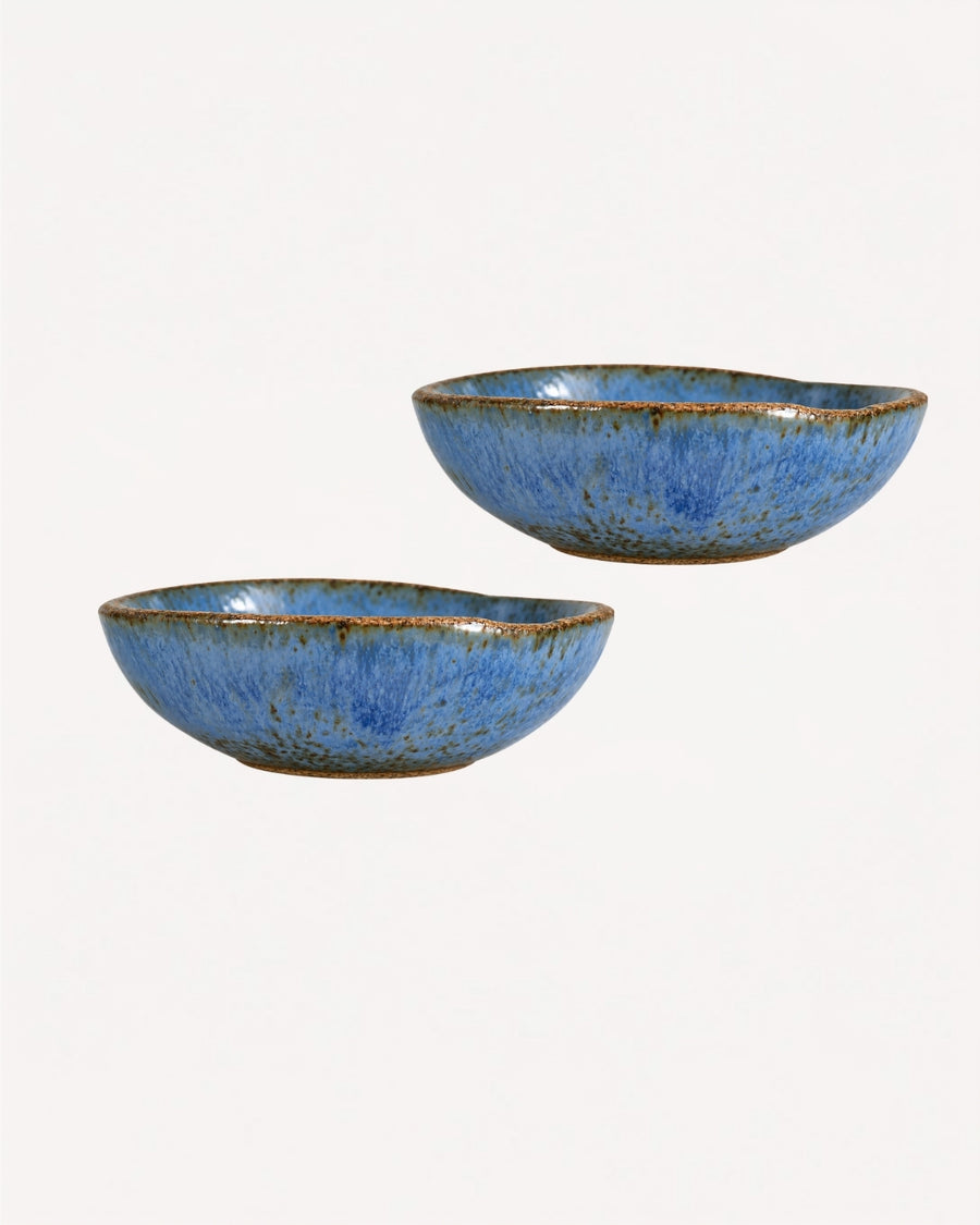 Kit 2 Mini Bowls Artesanais para Molhos – Azul Fosco em Cerâmica
