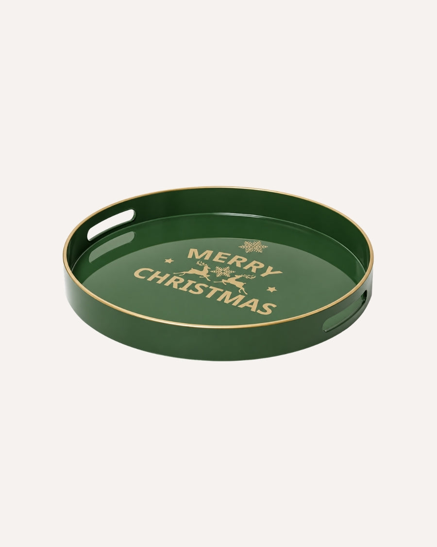 Bandeja Redonda - Merry Christmas Verde