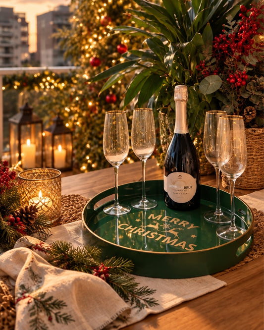 Bandeja Redonda - Merry Christmas Verde