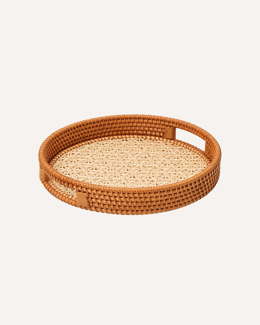 Bandeja Natural - Circular em Rattan