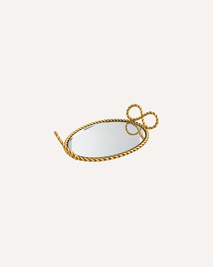 Bandeja Cortesia Oval Dourada em Metal