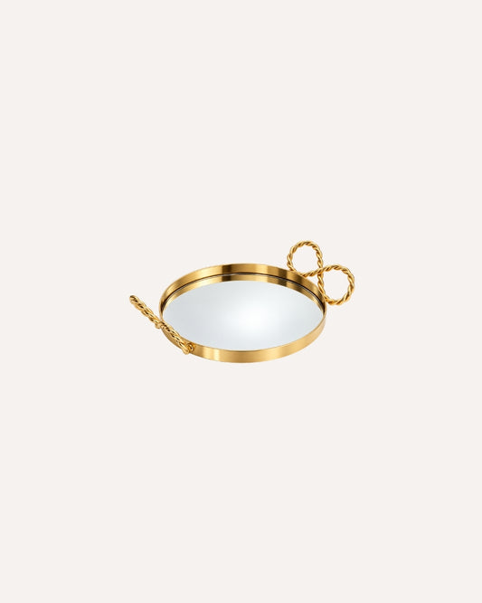 Bandeja Cortesia Redonda Dourada Metal  15cm