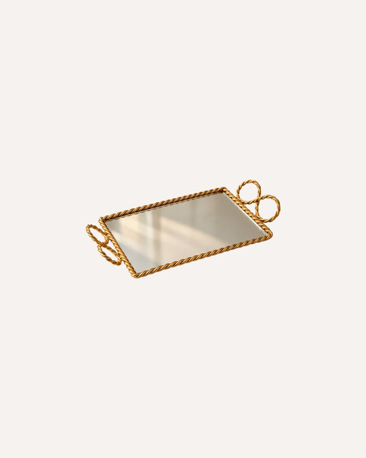 Bandeja Retangular Cortesia  Dourada Metal 20cm