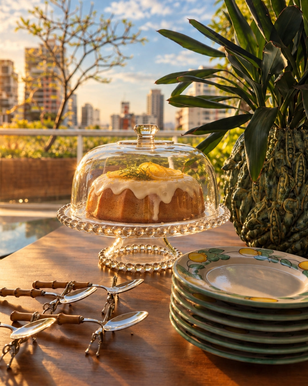 Boleira Pearl com Pé e Tampa em Cristal