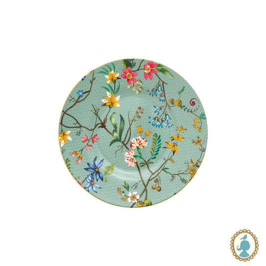 Mini Prato Petit Four Jolie Flowers Blue (12cm), destacando a estampa floral em porcelana azul.