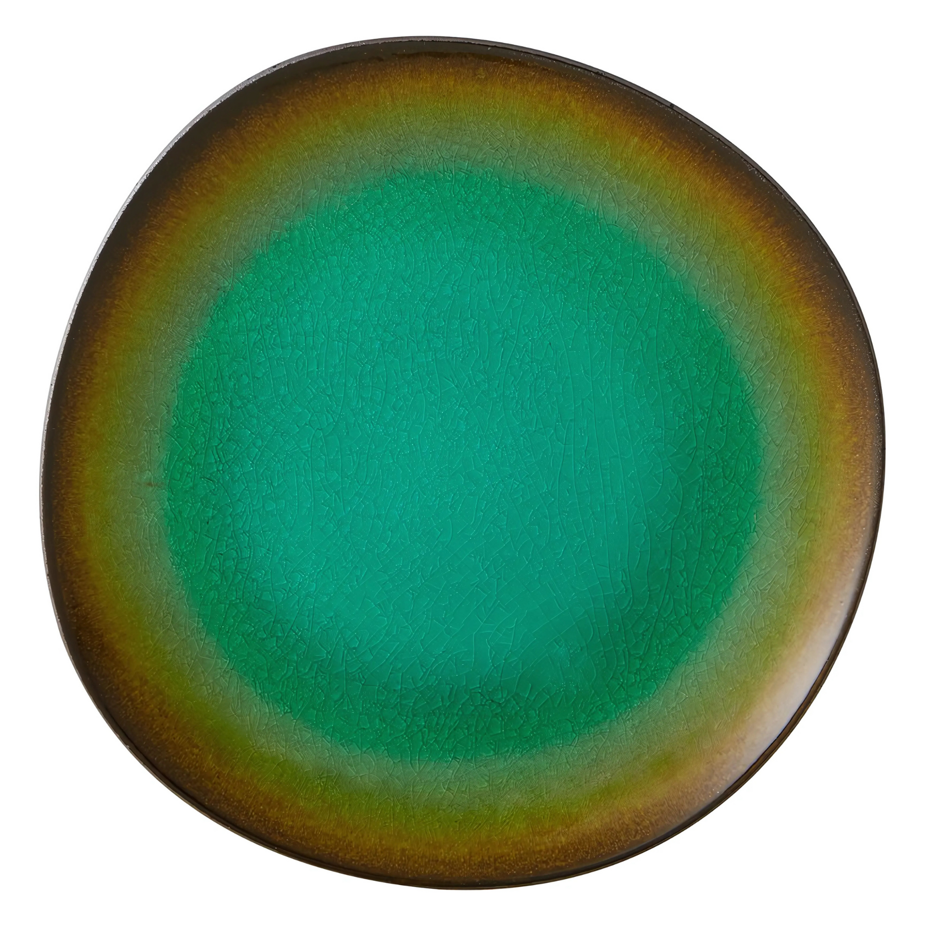 Prato de Sobremesa Karma Amazon (23cm) em Cerâmica Grés, destacando as cores vibrantes e o design orgânico.