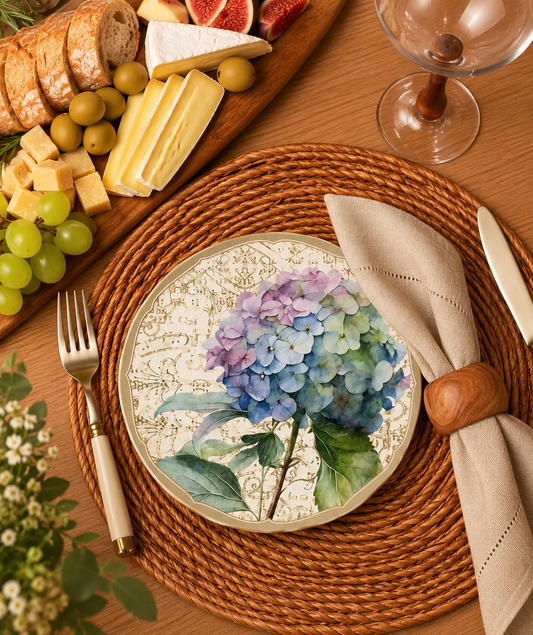 Kit de 2 Pratos de Sobremesa Hortênsia em Cerâmica