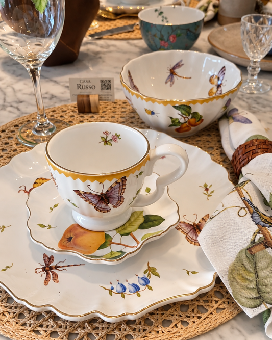 Kit de 2 Xícaras de Chá Botanique Quince em Porcelana