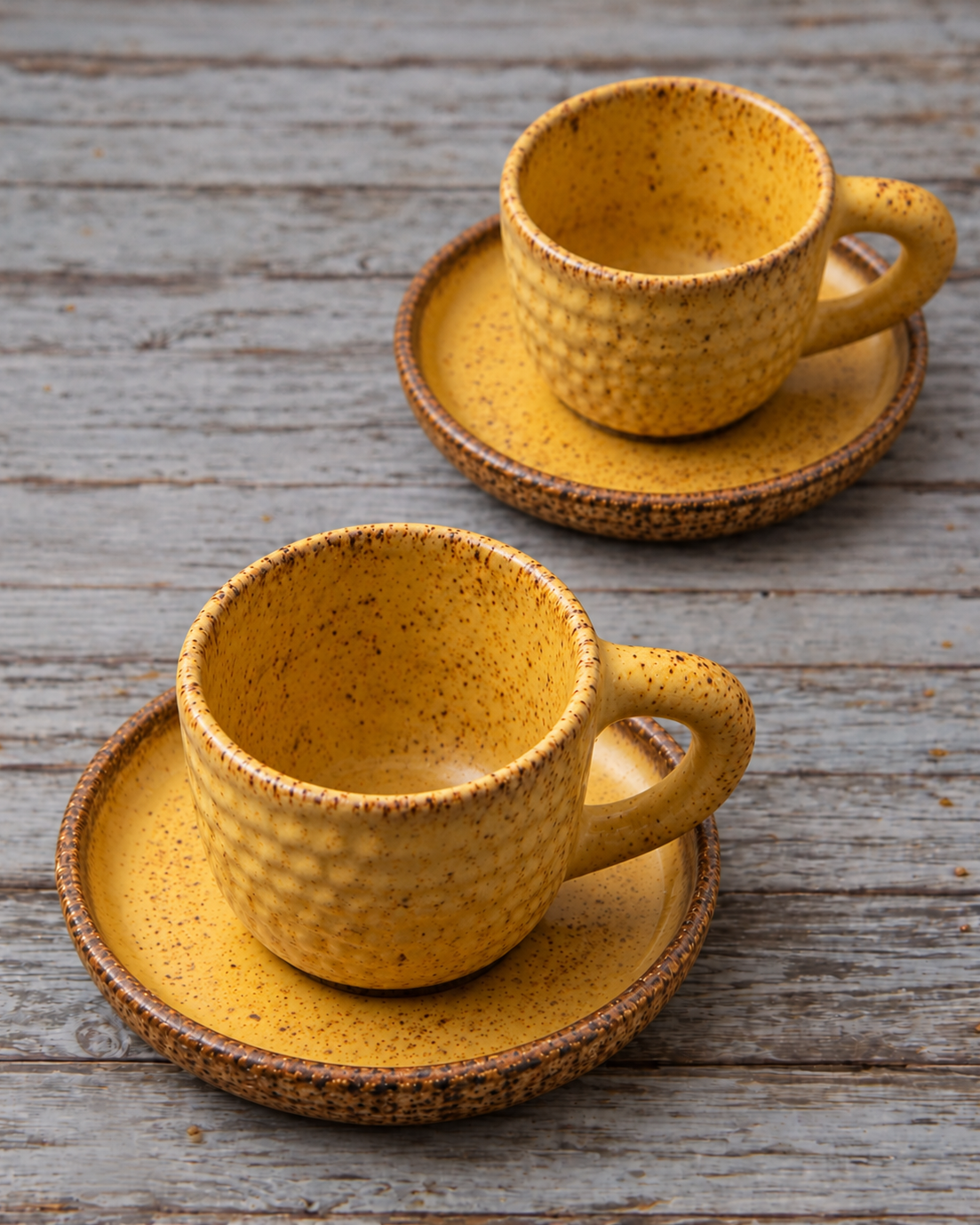 Kit 2 Xícaras para Chá & Café - Amarelo - Artesanal em Cerâmica