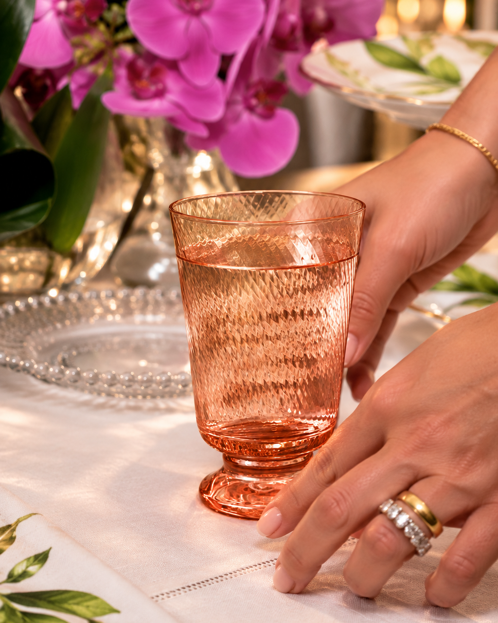 Kit 2 Copos Water Glass - Twisted Pink em Vidro