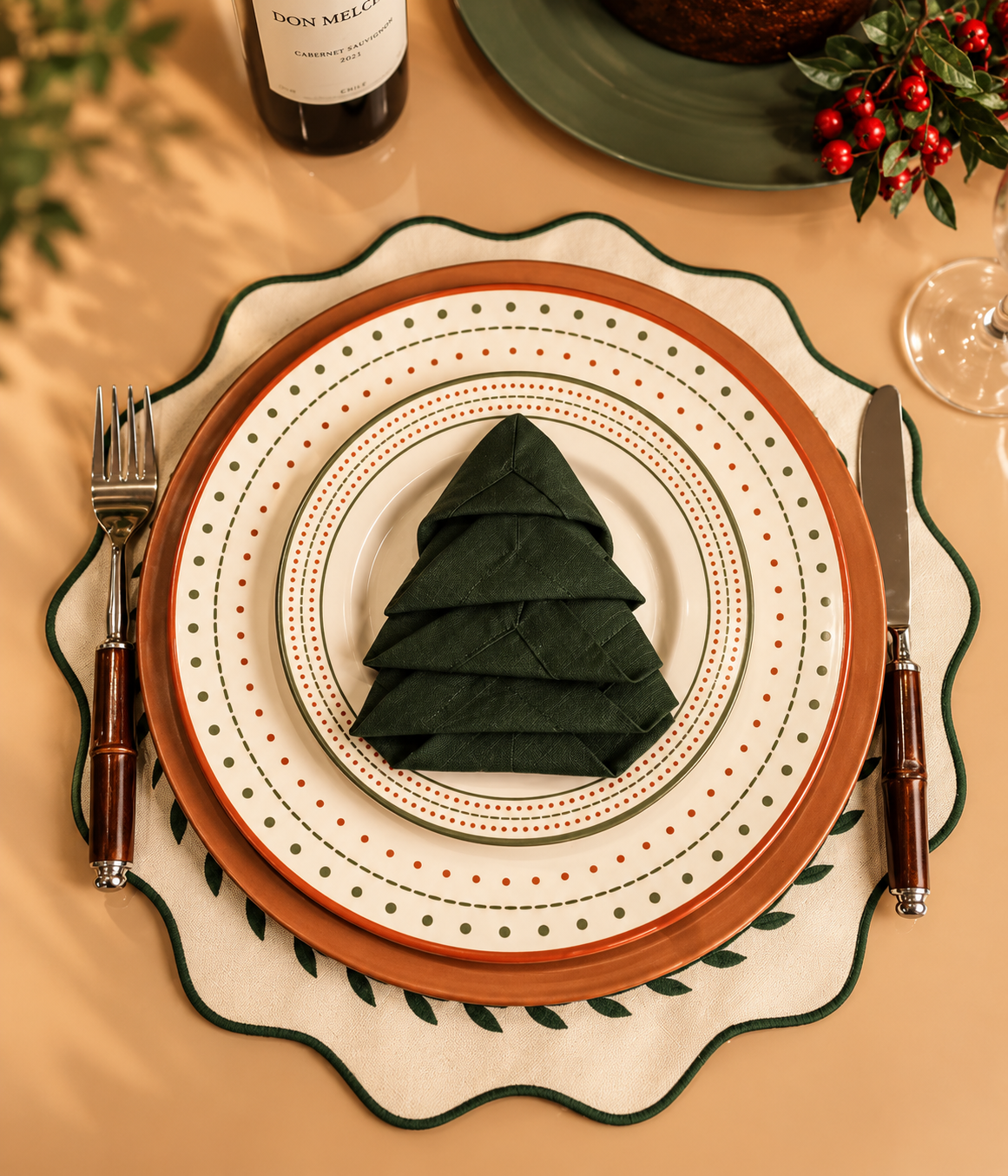 Kit de 2 Pratos de Sobremesa Christmas Dots em Cerâmica
