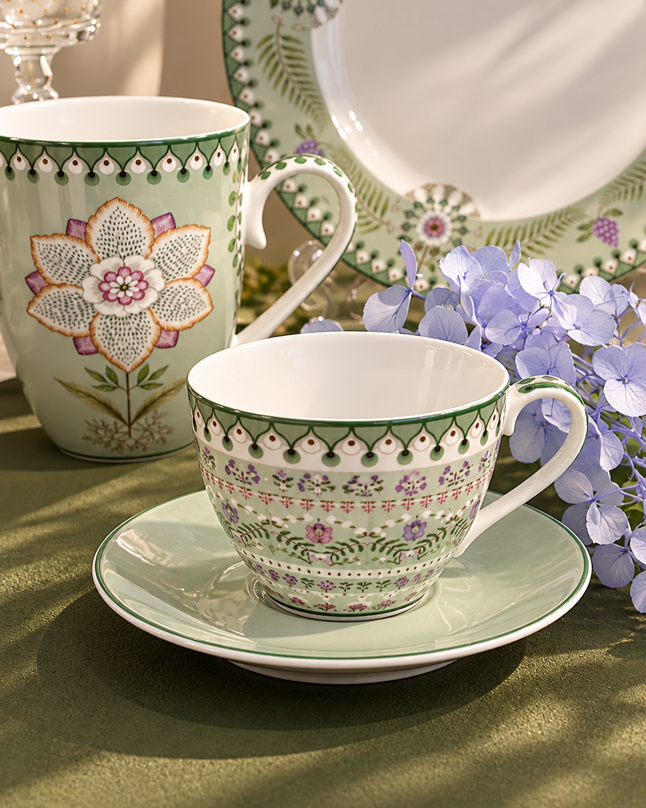 Kit 2 Xícaras de Café Verde Claro - Lily & Lotus - Pip Studio em Cerâmica
