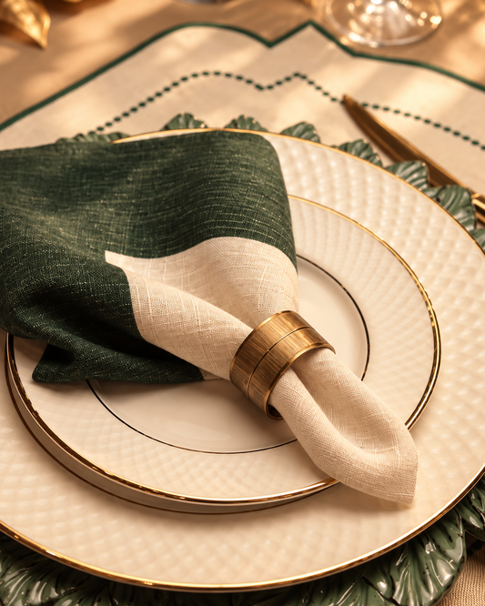 Kit 4 Argolas para Guardanapos Complement Texture em Metal Dourado
