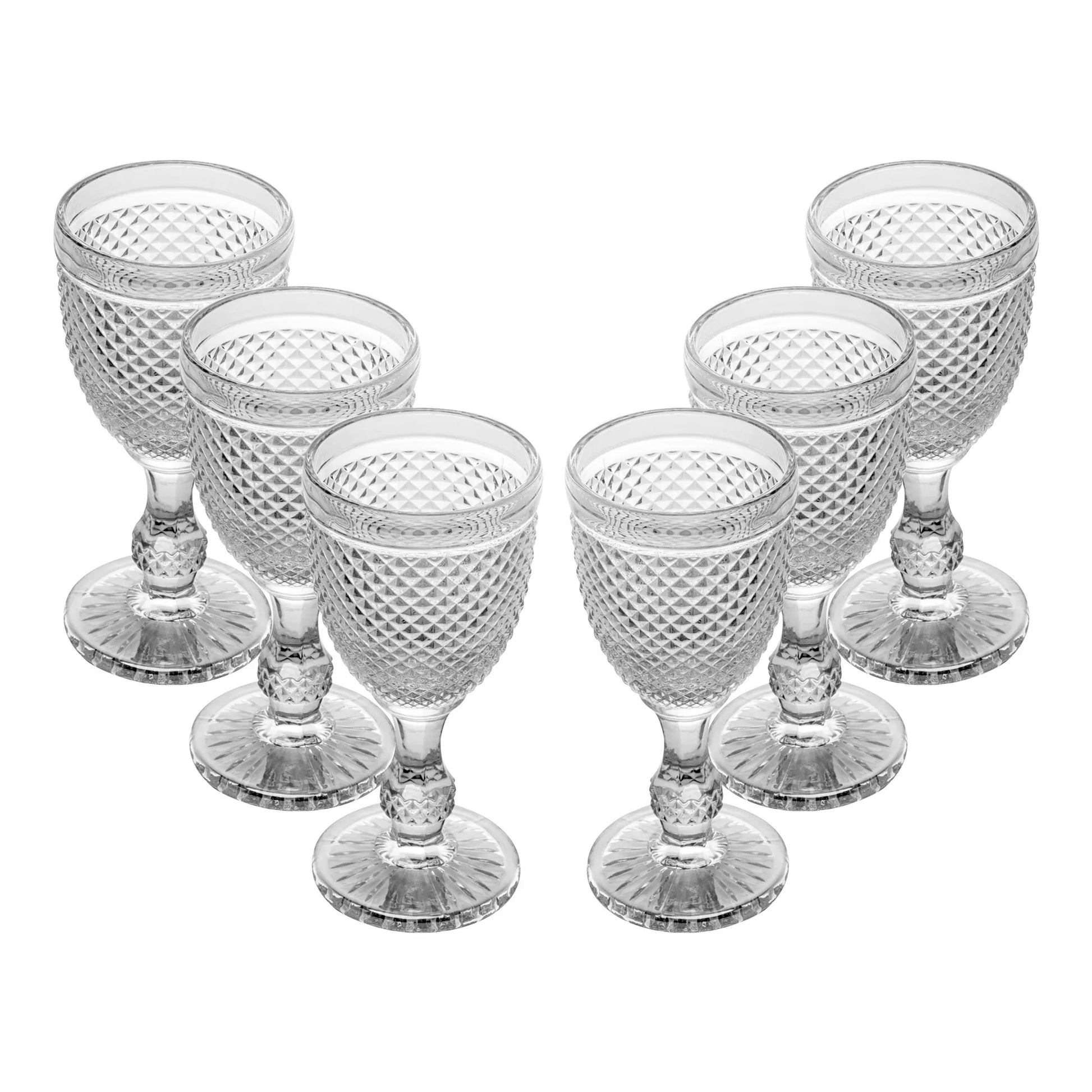 Set 6 Taças de Água Bico de Jaca 300ml – Vidro Transparente Clássico