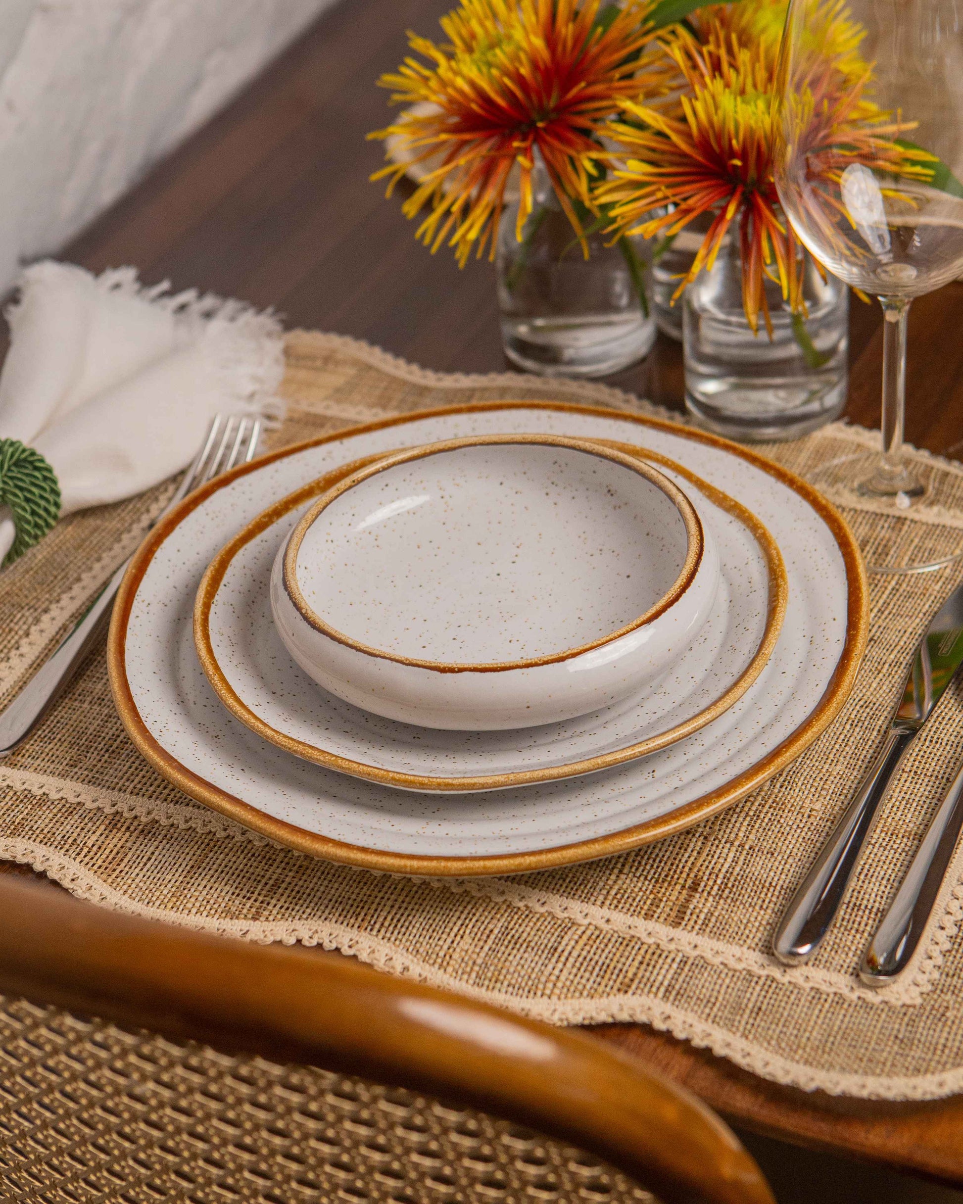 Pratos Sobremesa Rustic Blend 22cm em Cerâmica Grés