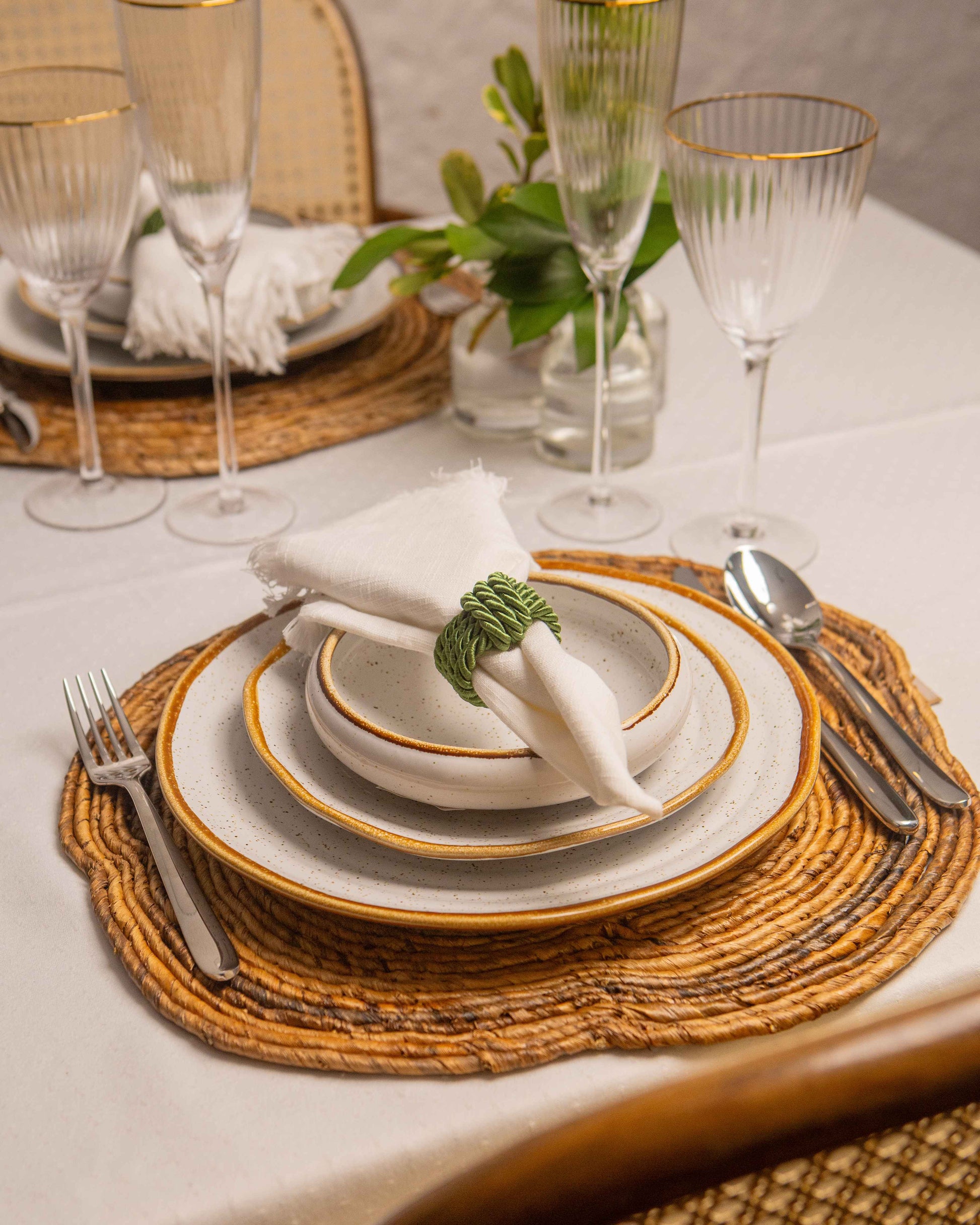 Set 2 Pratos Rasos Rustic Blend 28cm em Cerâmica Grés
