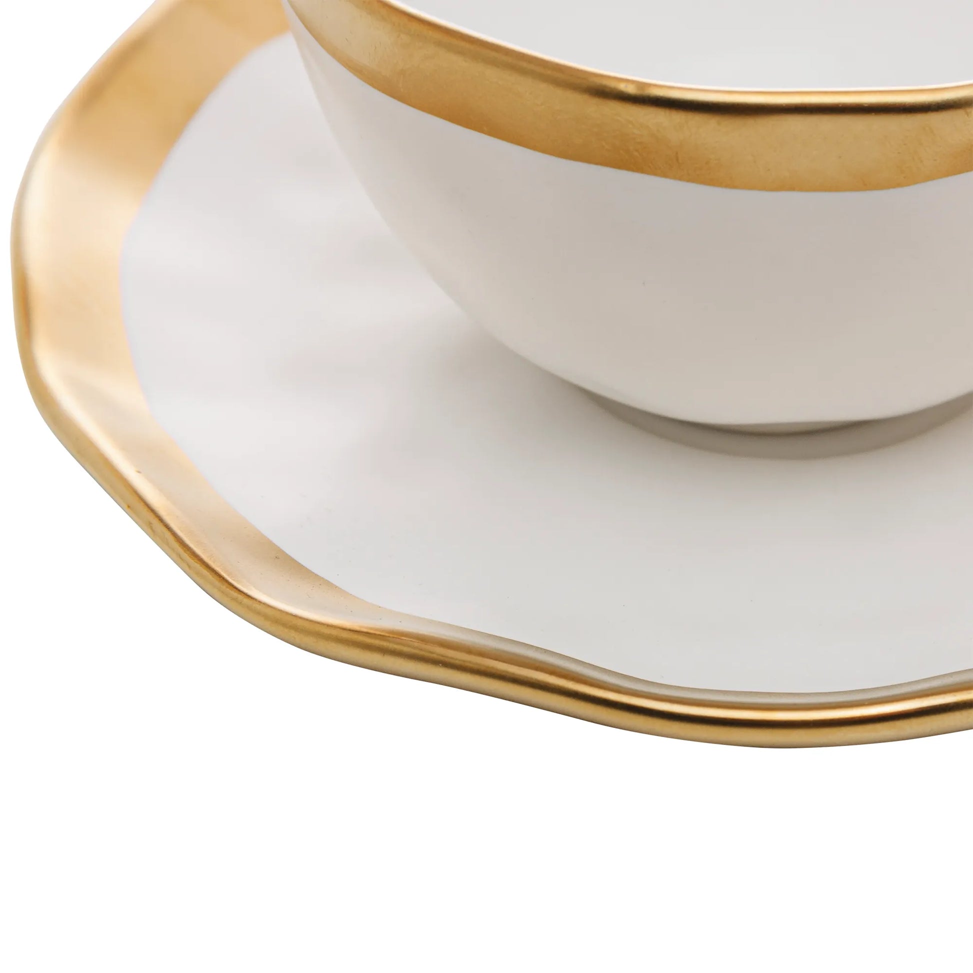 Xícara de Café c/ Pires - Dubai Branco e Dourado - 90ml