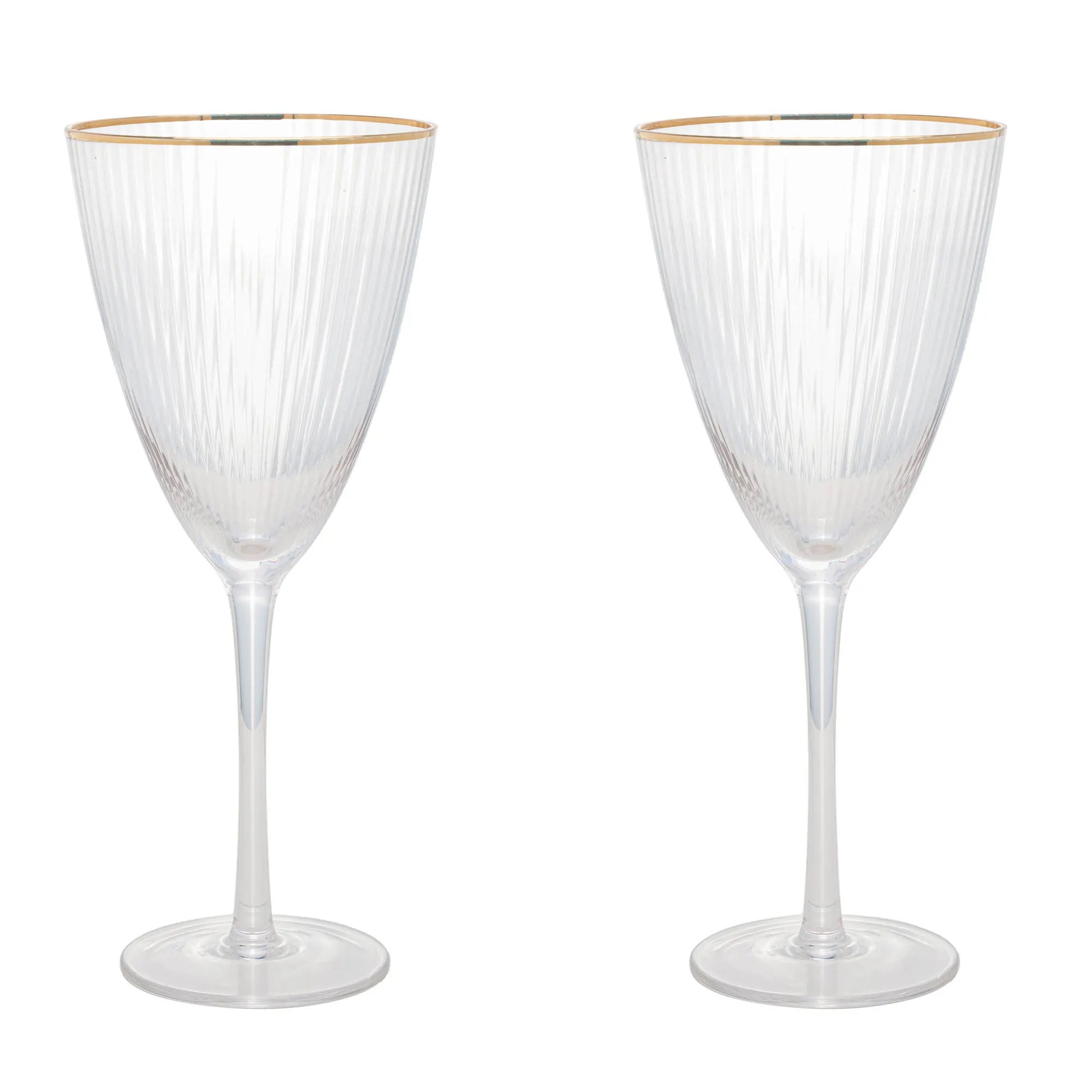 Set 2 Taças de Vinho Lines 400ml com Borda Dourada – Design Moderno