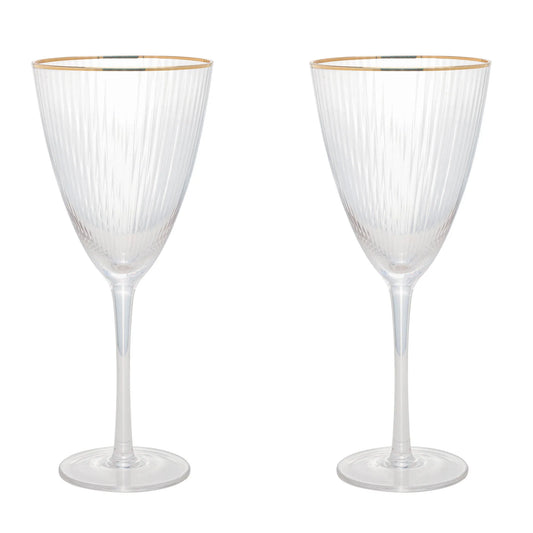 Set 2 Taças de Vinho Lines 400ml com Borda Dourada – Design Moderno