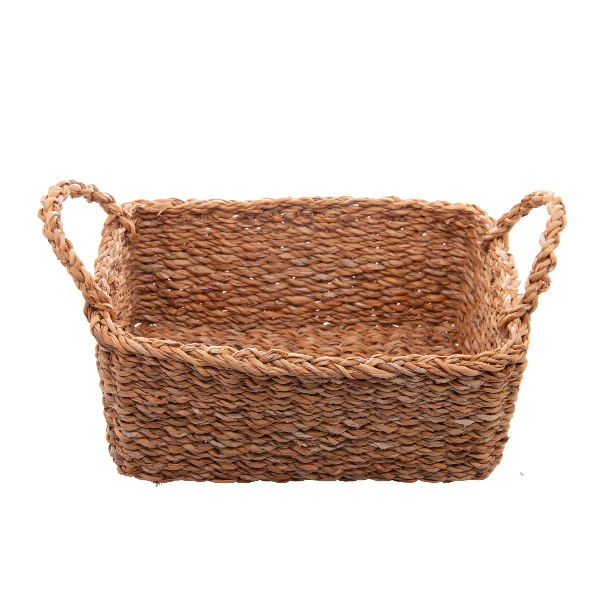 Conjunto 3 Cestas Retangulares c/ Alça - Fibra Natural