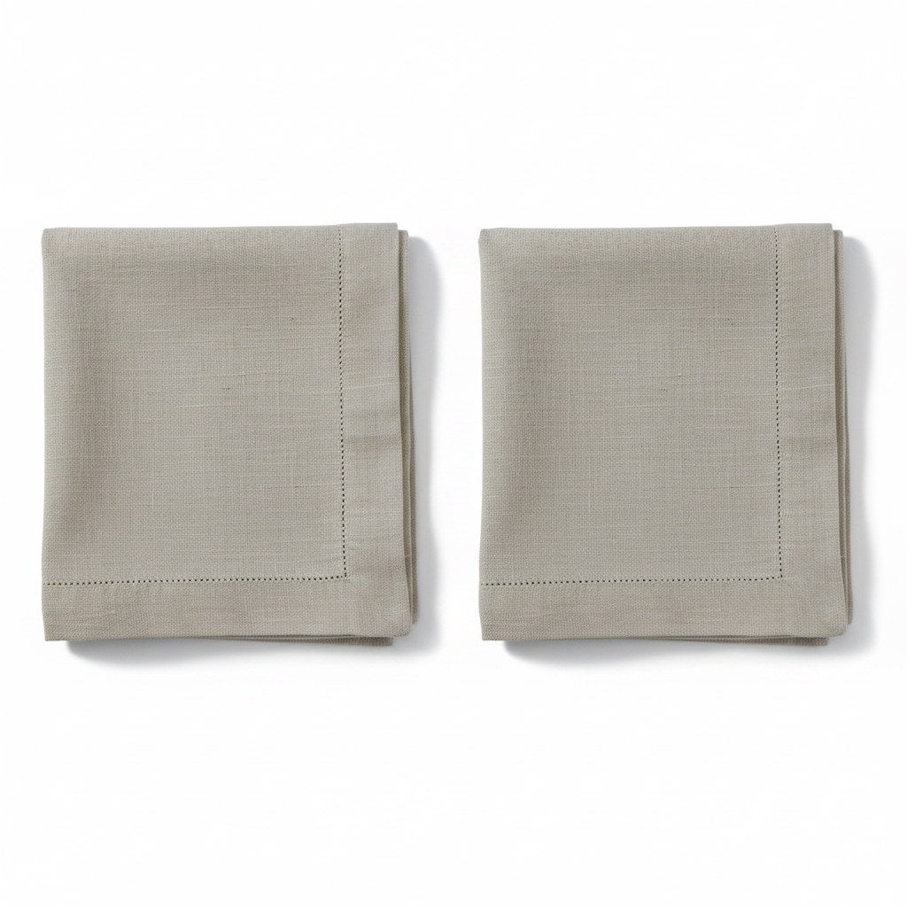 Set 2 Guardanapos de Linho Natural com Bainha Elegance Casa Russo