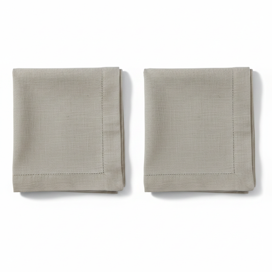 Set 2 Guardanapos de Linho Natural com Bainha Elegance Casa Russo