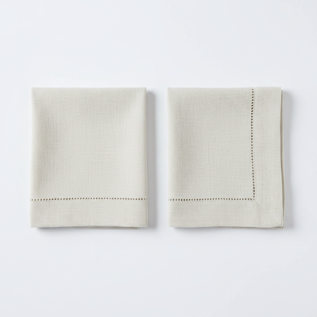 Set 2 Guardanapos Linho Off White Sofisticado Casa Russo