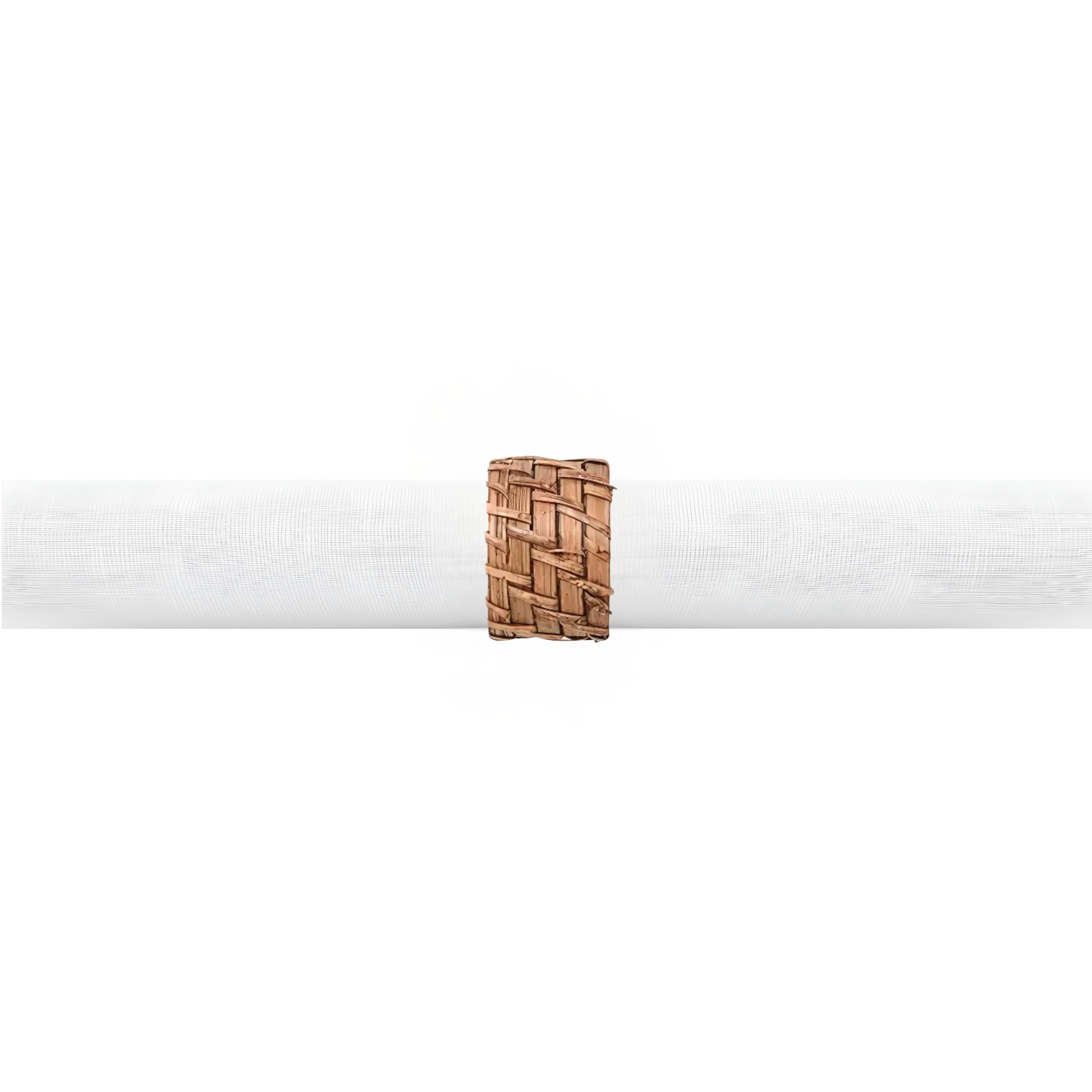 Kit com 4 argolas de guardanapo Rattan Casual, circular, feitas à mão com fibras naturais.