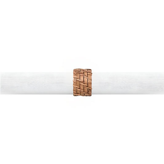 Kit com 4 argolas de guardanapo Rattan Casual, circular, feitas à mão com fibras naturais.