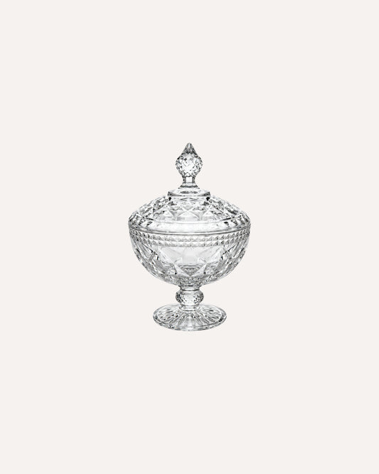 Potiche Diamond Pedestal em Cristal Transparente